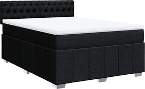 vidaXL Κρεβάτι Boxspring με Στρώμα Μαύρο 140x200 εκ. Υφασμάτινο