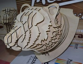 Intra απο ξύλο plywood 3mm-4mm πάχος - Διακόσμηση τοίχου κεφαλιού άγριας αρκούδας Δίασταση 30x30 cm Intraeaxys-d1lvl5po