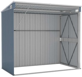 vidaXL Αποθήκη Κήπου Επιτοίχια Γκρι 118x194x178 εκ από Γαλβ. Ατσάλι