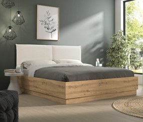 Rivoli κρεβάτι διπλό με αποθηκευτικό χώρο 165x206x101εκ. ( για στρώμα 160x200εκ. ) Artisan Oak / Μπεζ ύφασμα