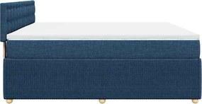 vidaXL Κρεβάτι Boxspring με Στρώμα Μπλε 200x200 εκ. Υφασμάτινο
