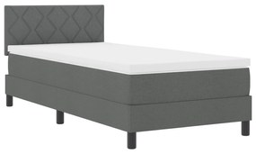 vidaXL Κρεβάτι Box Spring με Στρώμα Σκούρο Γκρι 90x200 εκ. Ύφασμα