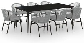 vidaXL Σετ Τραπεζαρίας Κήπου 9 Τεμαχίων Γκρι