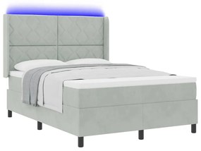 vidaXL Κρεβάτι Box Spring LED με Στρώμα Ανοιχτό γκρι 140 x 190 cm
