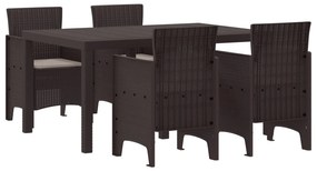 vidaXL Σετ Τραπεζαρίας 5 Τεμαχίων με Μαξιλάρια Καφέ Συνθετικό Ρατάν