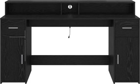 vidaXL Γραφείο με ράφι Μαύρη δρυς 160 x 55 x 91 εκ. Επεξεργασμένο ξύλο