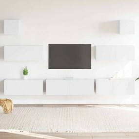 vidaXL Σετ Επίπλων Τηλεόρασης 7 Τεμαχίων Λευκό από Επεξεργασμένο Ξύλο