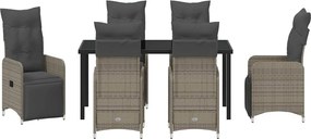 vidaXL Σέτ φαγητού για κήπο 7 pcs Μπεζ συνθετικό ρατάν
