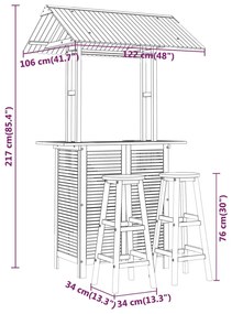 Σετ Επίπλων Μπαρ Κήπου 3 Τεμαχίων από Μασίφ Ξύλο Ακακίας - Καφέ