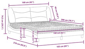 Κρεβάτι με Στρώμα Καφέ 160x200εκ. από Συνθετικό Δέρμα - Καφέ