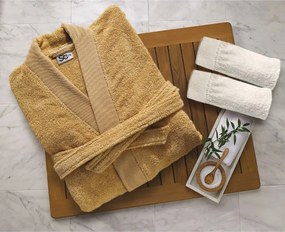 Μπουρνούζι Ενηλίκων Με Γιακά Βαμβακερό Medium Elegante Beige Sb home