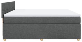 vidaXL Κρεβάτι Boxspring με Στρώμα Σκούρο Γκρι 200x200 εκ. Υφασμάτινο