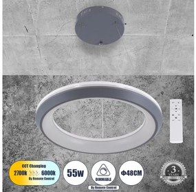 Κρεμαστό Φωτιστικό Οροφής LED CCT 55W 6376 lm MELINA Globostar 61045 Ανθρακί