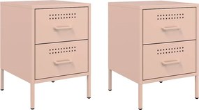 vidaXL Κομοδίνα 2 τεμ. Ροζ 36x39x50,5 εκ. από Χάλυβα