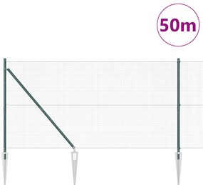 vidaXL Φράκτης Welded Wire  με 13 Σπικάκια Πράσινος 1.2x50 μ Ατσάλι