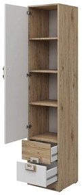 Βιβλιοθήκη Akron F104, Με συρτάρια, Με πόρτες, Κλειστό, Πλαστικοποιημένη μοριοσανίδα, Ο αριθμός των θυρών: 1, Αριθμός συρταριών: 2, 190x40x40cm