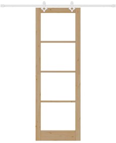 vidaXL Συρόμενη Πόρτα Καφέ 78 x 232 cm Ξύλο και μέταλλο