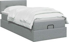 vidaXL Κρεβάτι Ottoman με στρώμα Ανοιχτό γκρι 90 x 190 cm Ύφασμα