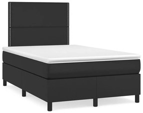 Κρεβάτι Boxspring με Στρώμα Μαύρο 120x190εκ.από Συνθετικό Δέρμα - Μαύρο