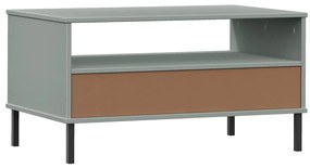 vidaXL Τραπεζάκι Σαλονιού OSLO Γκρι 85x50x45 εκ. Μασίφ Ξύλο Μετ. Πόδια