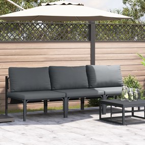 vidaXL Εξωτερικά Έπιπλα με μαξιλάρι με μαξιλάρι 3 pcs Ανθρακί Ατσάλι