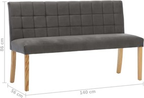 vidaXL Παγκάκι Γκρι 140 εκ. Βελούδινο