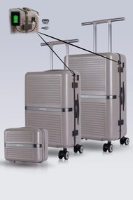 Stewehome Σετ 3 τεμαχίων βαλίτσες με θύρες φόρτισης USB και από πολυκαρβονικό