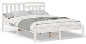 vidaXL Σκελετός Κρεβατιού Λευκό 135 x 190 cm Μασίφ ξύλο πεύκου