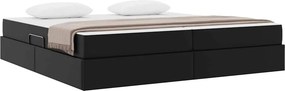 vidaXL Κρεβάτι με αποθηκευτικό χώρο και στρώμα 2 pcs Μαύρο Δέρμα