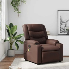vidaXL Πολυθρόνα Μασάζ Ανακλινόμενη Καφέ από Συνθετικό Δέρμα