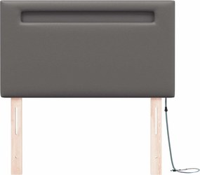 vidaXL LED κεφαλάρι Γκρι 100 cm Τεχνητό Δέρμα