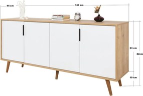 Κονσόλα Sapphire Δρυς / Λευκό PROBRE 180x44x18