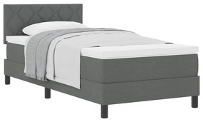 vidaXL Κρεβάτι box spring με στρώμα Σκούρο Γκρι 90 x 190 cm ύφασμα
