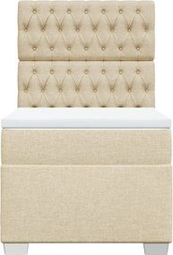 vidaXL Κρεβάτι Boxspring με Στρώμα Κρεμ 90x200 εκ.Υφασμάτινο