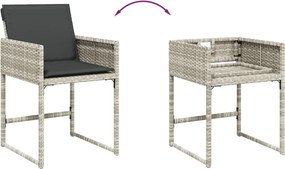 vidaXL Σετ Τραπεζαρίας Κήπου 17 τεμ. Αν. Γκρι Συνθ. Ρατάν με Μαξιλάρια