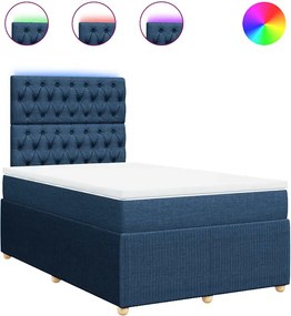 vidaXL Κρεβάτι Boxspring με Στρώμα Μπλε 120x190 εκ. Υφασμάτινο