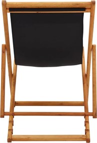 vidaXL Σεζλόνγκ Πτυσσόμενη Μαύρη από Ξύλο Ευκαλύπτου / Ύφασμα