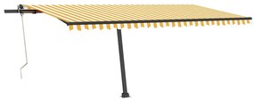 vidaXL Τέντα Αυτόματη με LED &amp; Αισθ. Ανέμου Κίτρινο/Λευκό 500x350 εκ.