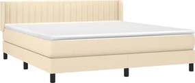 vidaXL Κρεβάτι Boxspring με Στρώμα Κρεμ 180x200 εκ. Υφασμάτινο
