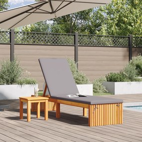 vidaXL Ξαπλώστρα με μαξιλάρι 200x55x30 cm Μασίφ ξύλο ακακίας