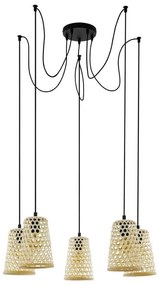 Φωτιστικό Οροφής Κρεμαστό Claverdon 43255 Natural-Black Eglo Metal,Wood