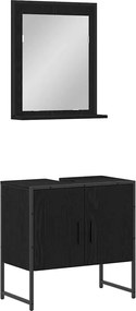 vidaXL Σετ Επίπλων Μπάνιου Επιτοίχιο 2 pcs Μαύρο Επεξεργασμένο ξύλο