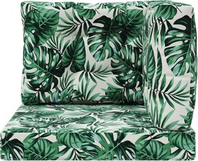 vidaXL Μαξιλάρι Καναπέ Εξωτερικού Χώρου 3 pcs Σχέδιο Φύλλου