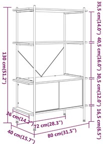 vidaXL Ραφιέρα 4 Επιπέδων με Ντουλάπι 80x40x130 εκ. Ατσάλι/Επεξ. Ξύλο