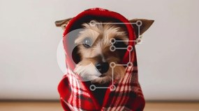 Intra Συλλεκτικό Ξύλινο Παζλ Plywood 4mm - Χαριτωμένος σκύλος με καρό κουκούλα Σε Ξύλινο Κουτί - Διαστάσεις: 10x10 cm – 25 κομμάτια