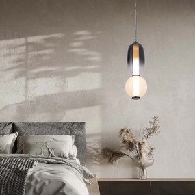 Inlight Κρεμαστό φωτιστικό από μαύρο μέταλλο και γυαλί 25W 2500LM 3000K D:15x39,5m (4071) - 4071