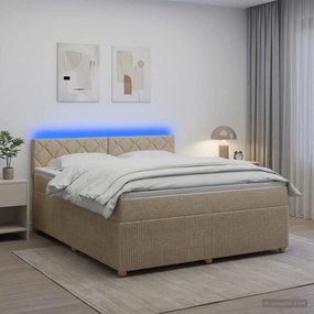 vidaXL Κρεβάτι box spring με στρώμα Κρεμ 160 x 200 cm Ύφασμα
