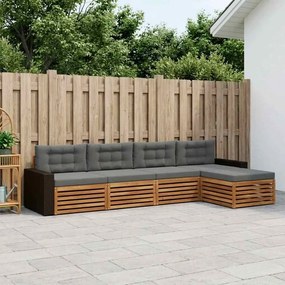 vidaXL Σειρά Καναπέ Εξωτερικού 5 pcs Φυσικό και Ανθρακί Πολυεστέρας