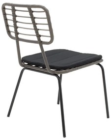 Καρέκλα κήπου Naoki pakoworld μέταλλο μαύρο-pe γκρι - 140-000014