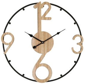Ρολόι Τοίχου Broda 351-000020 Φ50x3cm Natural-Black Inart Mdf,Μέταλλο